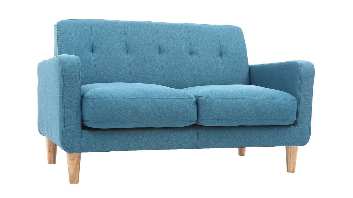 Design-Sofa skandinavisch blaugrner Stoff 2-Sitzer LUNA