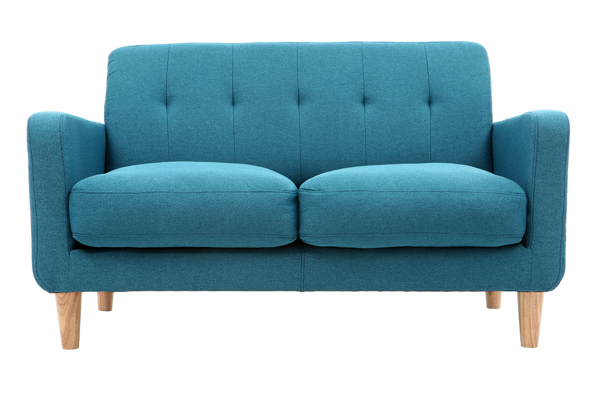 Design-Sofa skandinavisch blaugrner Stoff 2-Sitzer LUNA