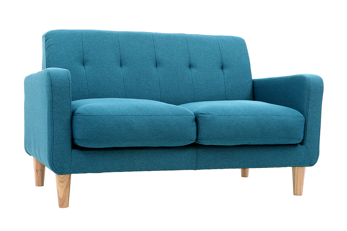 Design-Sofa skandinavisch blaugrner Stoff 2-Sitzer LUNA