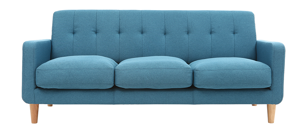 Design-Sofa skandinavisch blaugrüner Stoff 3-Sitzer LUNA