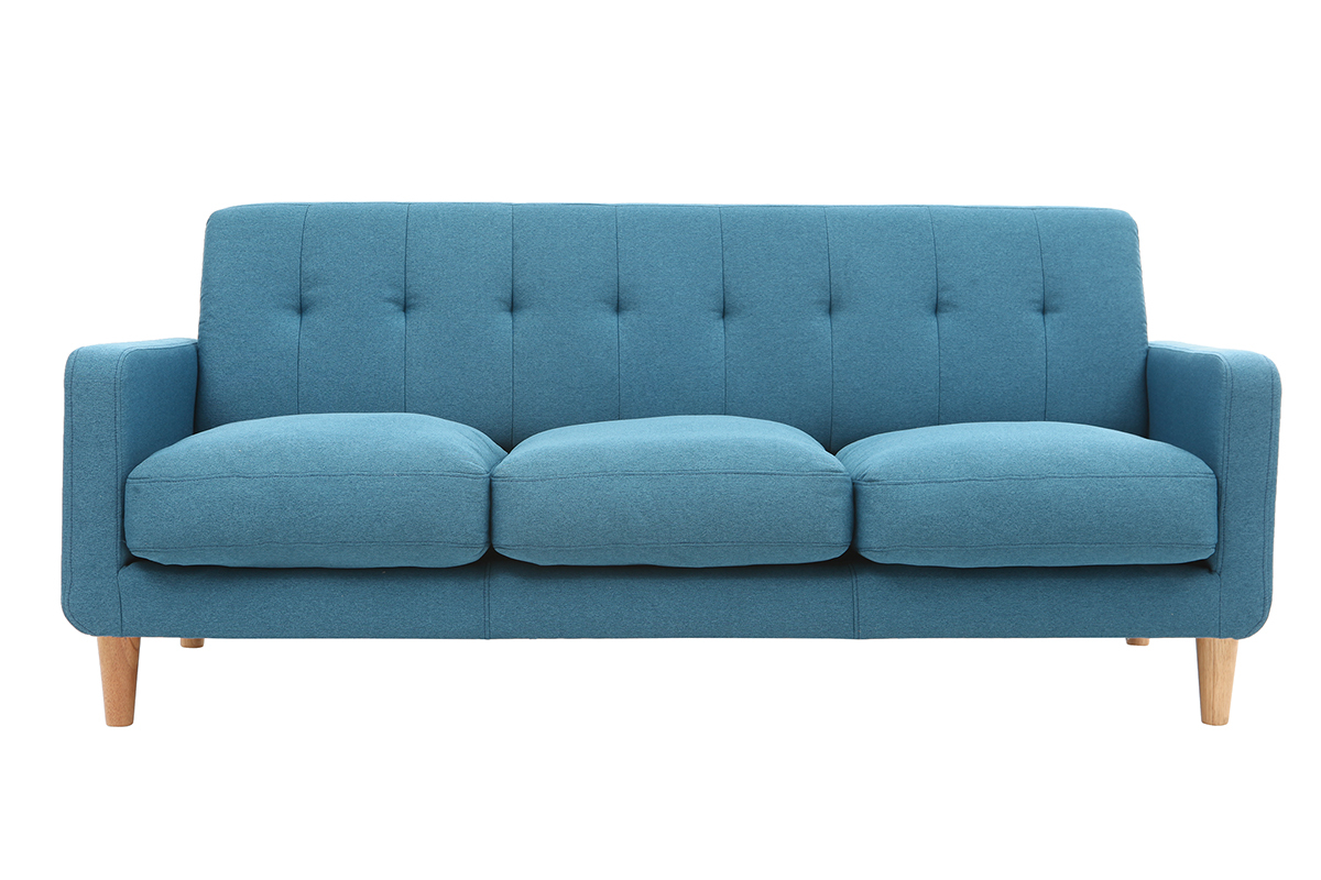Design-Sofa skandinavisch blaugrner Stoff 3-Sitzer LUNA