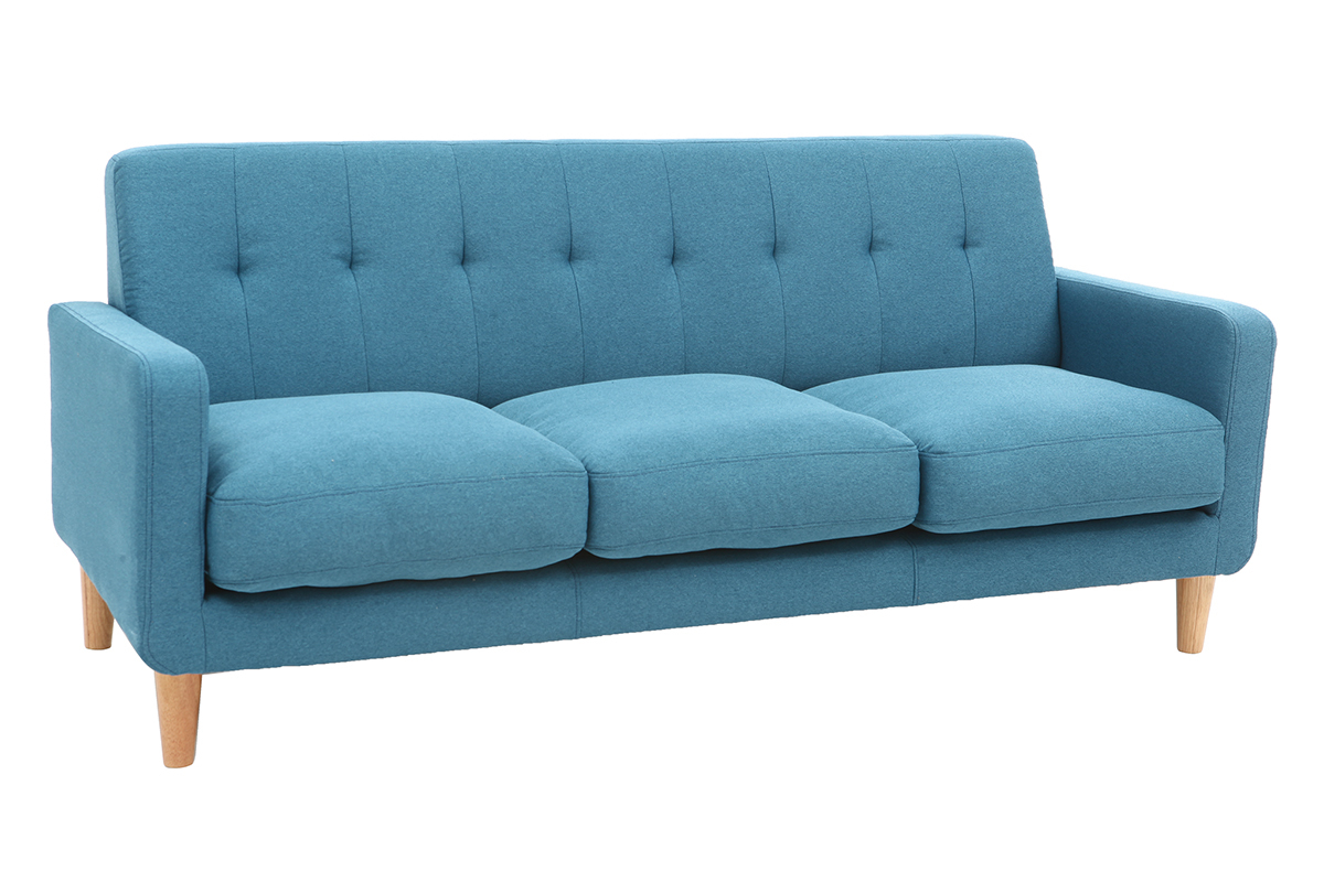 Design-Sofa skandinavisch blaugrner Stoff 3-Sitzer LUNA