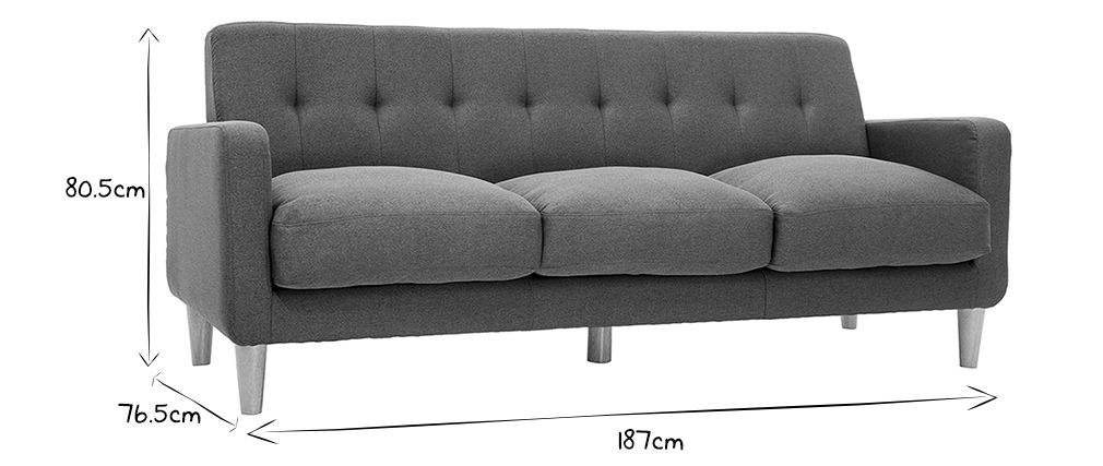Design-Sofa skandinavisch blaugrüner Stoff 3-Sitzer LUNA