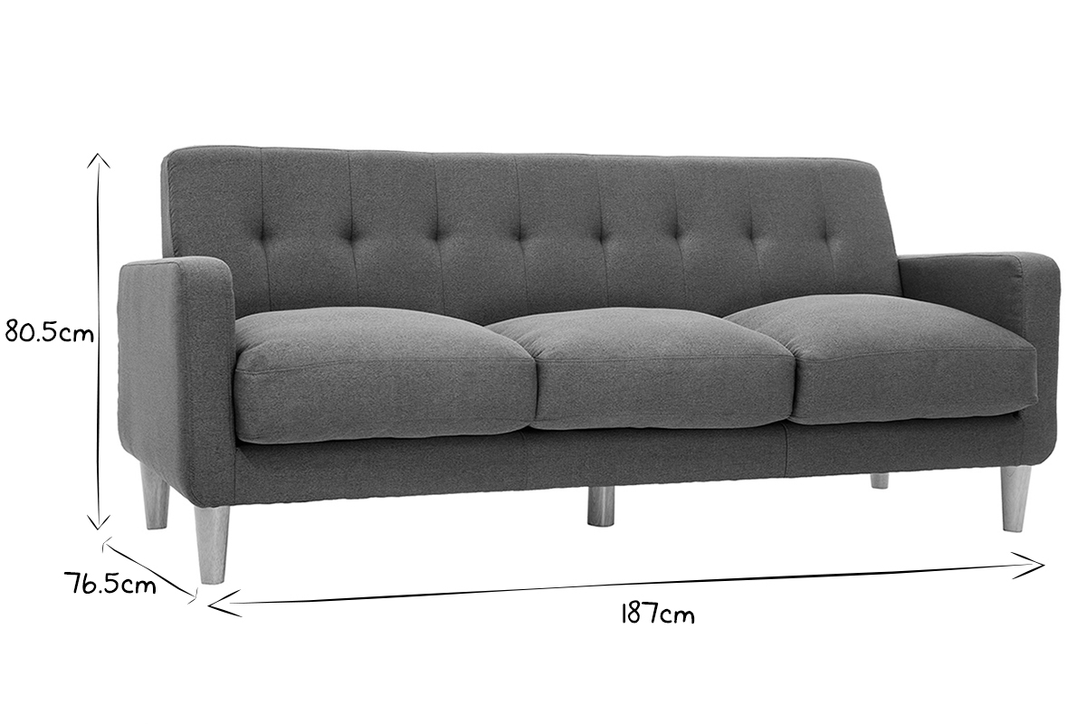 Design-Sofa skandinavisch blaugrner Stoff 3-Sitzer LUNA