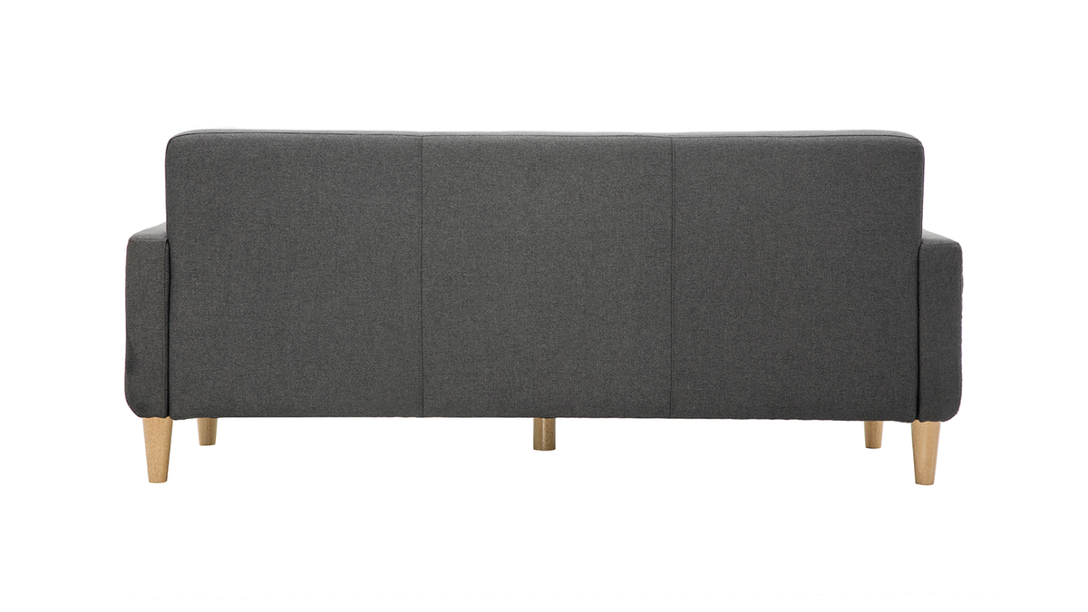 Design-Sofa skandinavisch dunkelgrauer Stoff 3-Sitzer LUNA