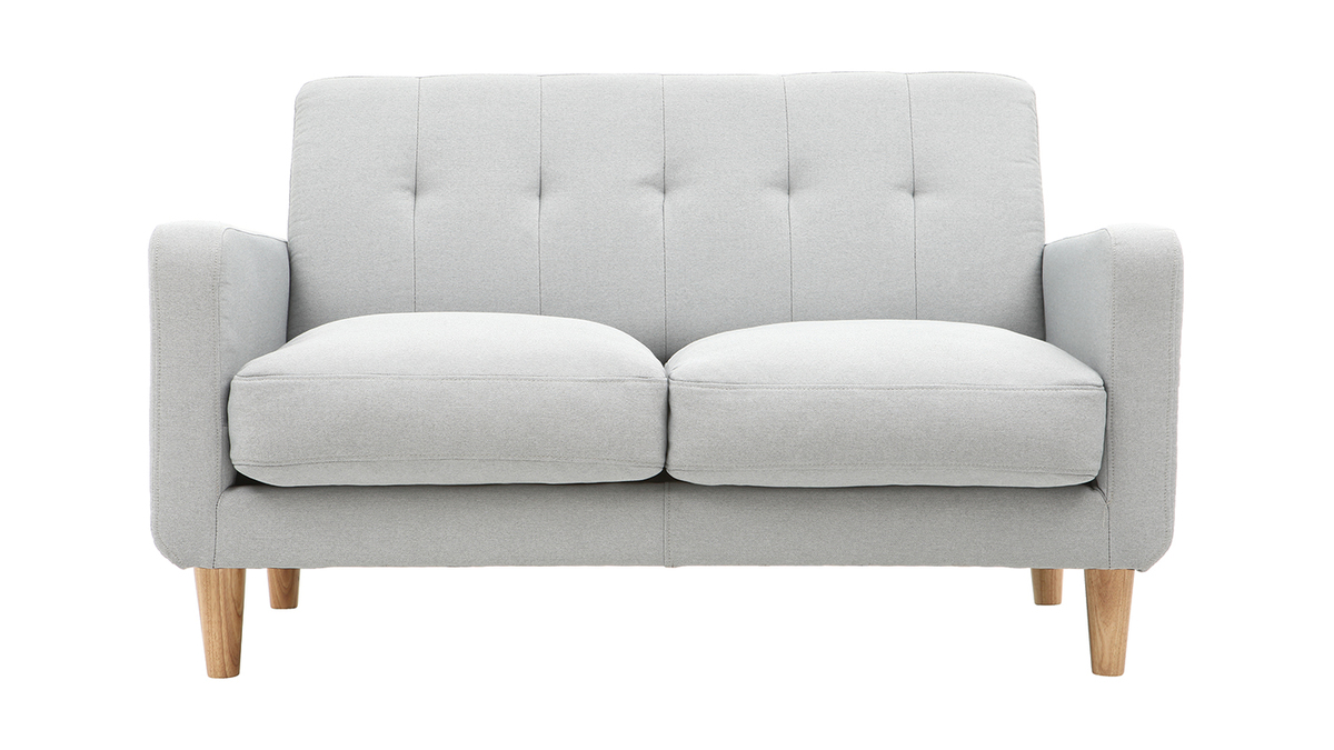 Design-Sofa skandinavisch hellgrauer Stoff 2-Sitzer LUNA