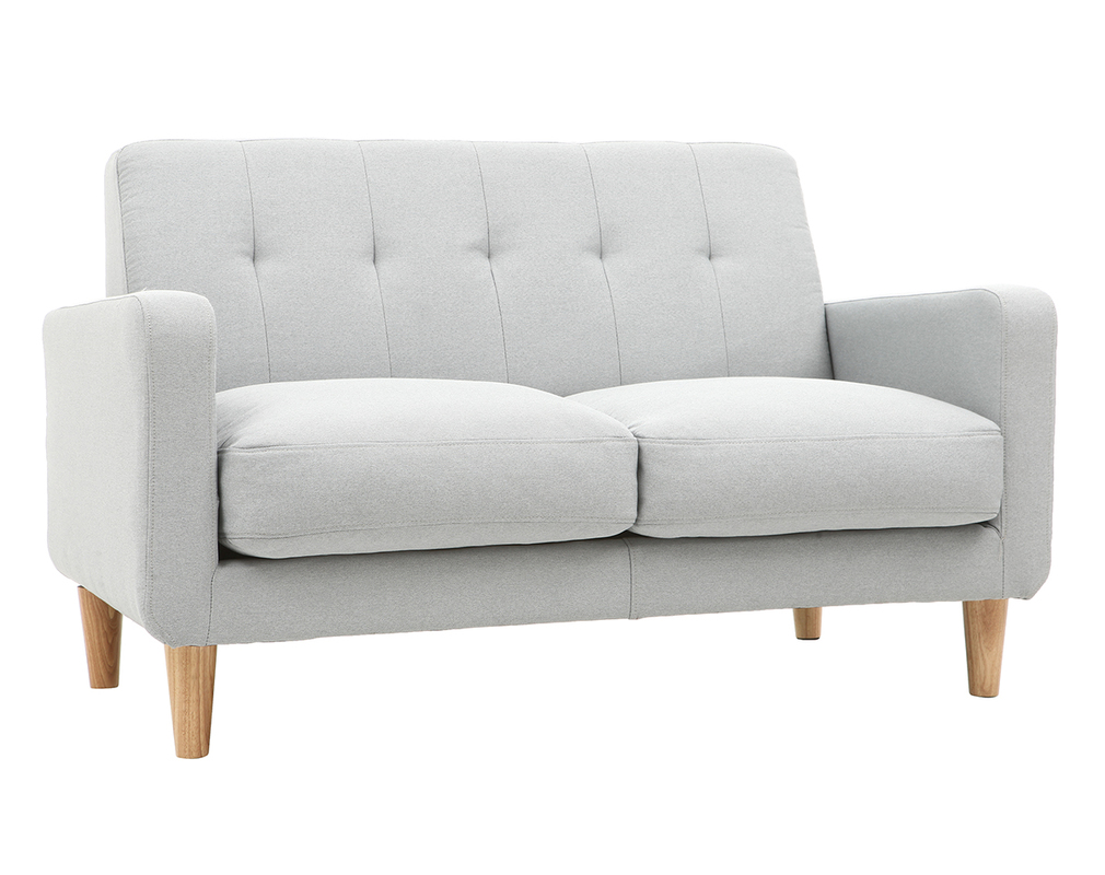 Design-Sofa skandinavisch hellgrauer Stoff 2-Sitzer LUNA - Zoom Design-Sofa skandinavisch hellgrauer Stoff 2-Sitzer LUNA