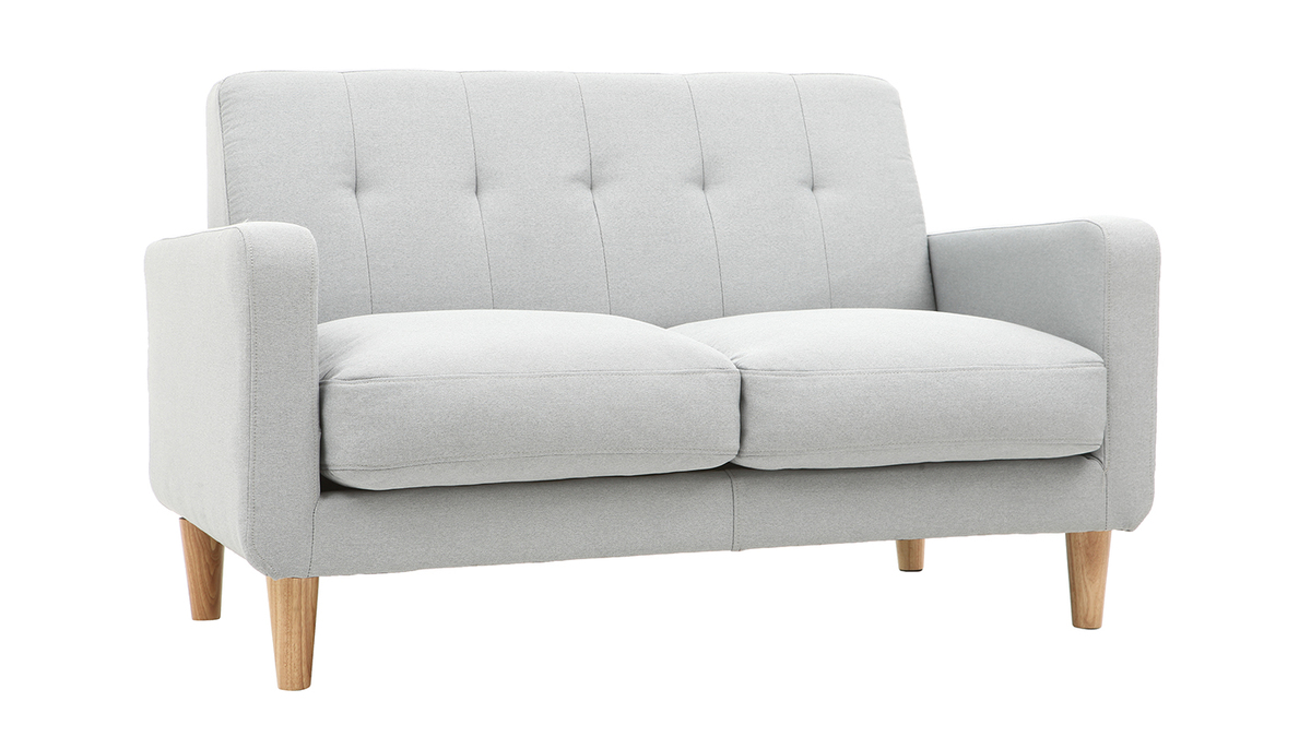 Design-Sofa skandinavisch hellgrauer Stoff 2-Sitzer LUNA