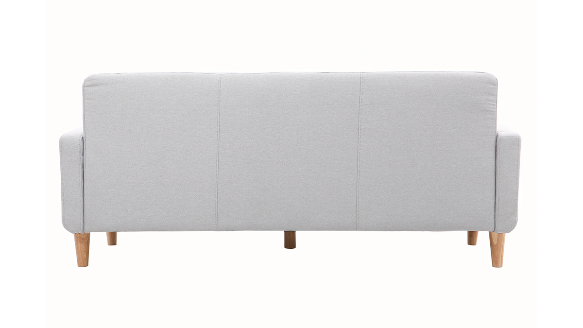 Design-Sofa skandinavisch hellgrauer Stoff 3-Sitzer LUNA