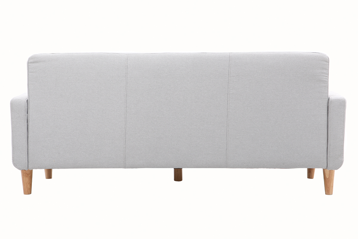 Design-Sofa skandinavisch hellgrauer Stoff 3-Sitzer LUNA