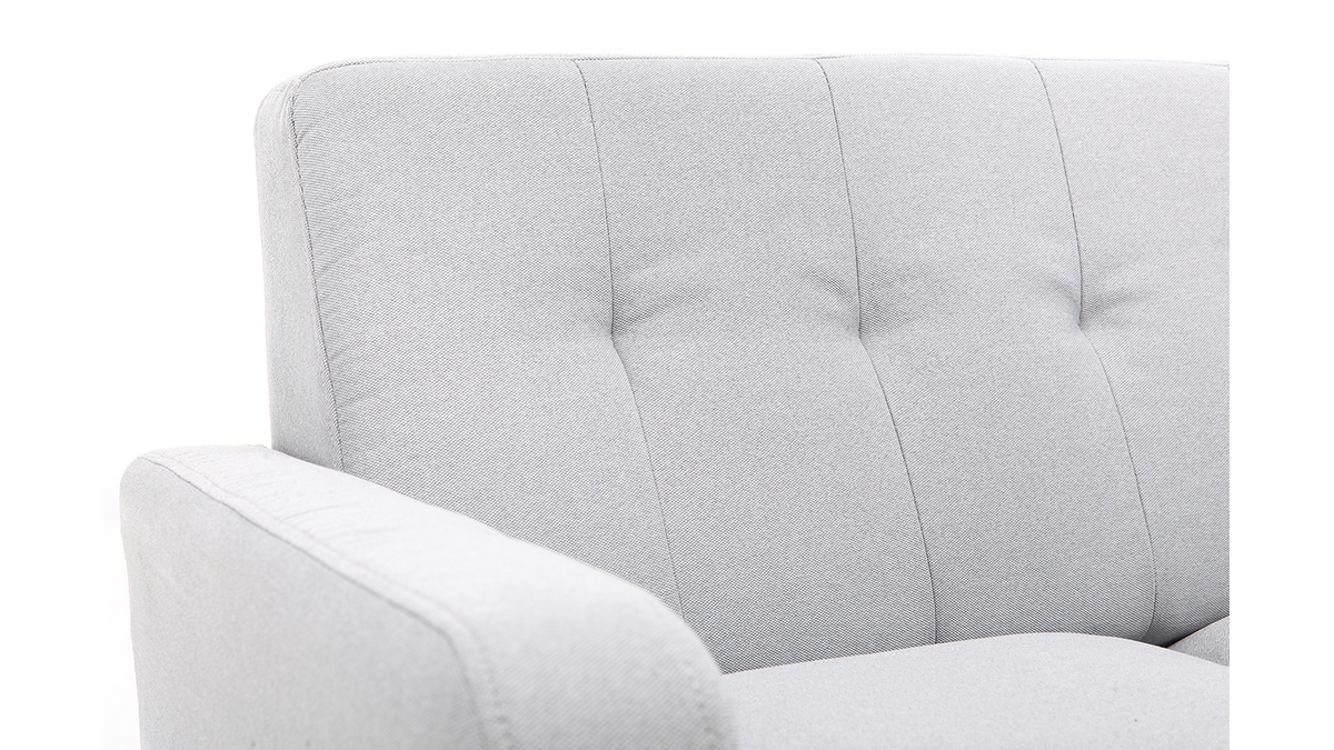 Design-Sofa skandinavisch hellgrauer Stoff 3-Sitzer LUNA