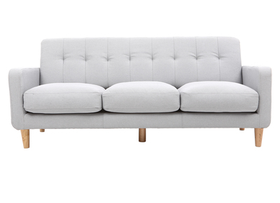 Design-Sofa skandinavisch hellgrauer Stoff 3-Sitzer LUNA