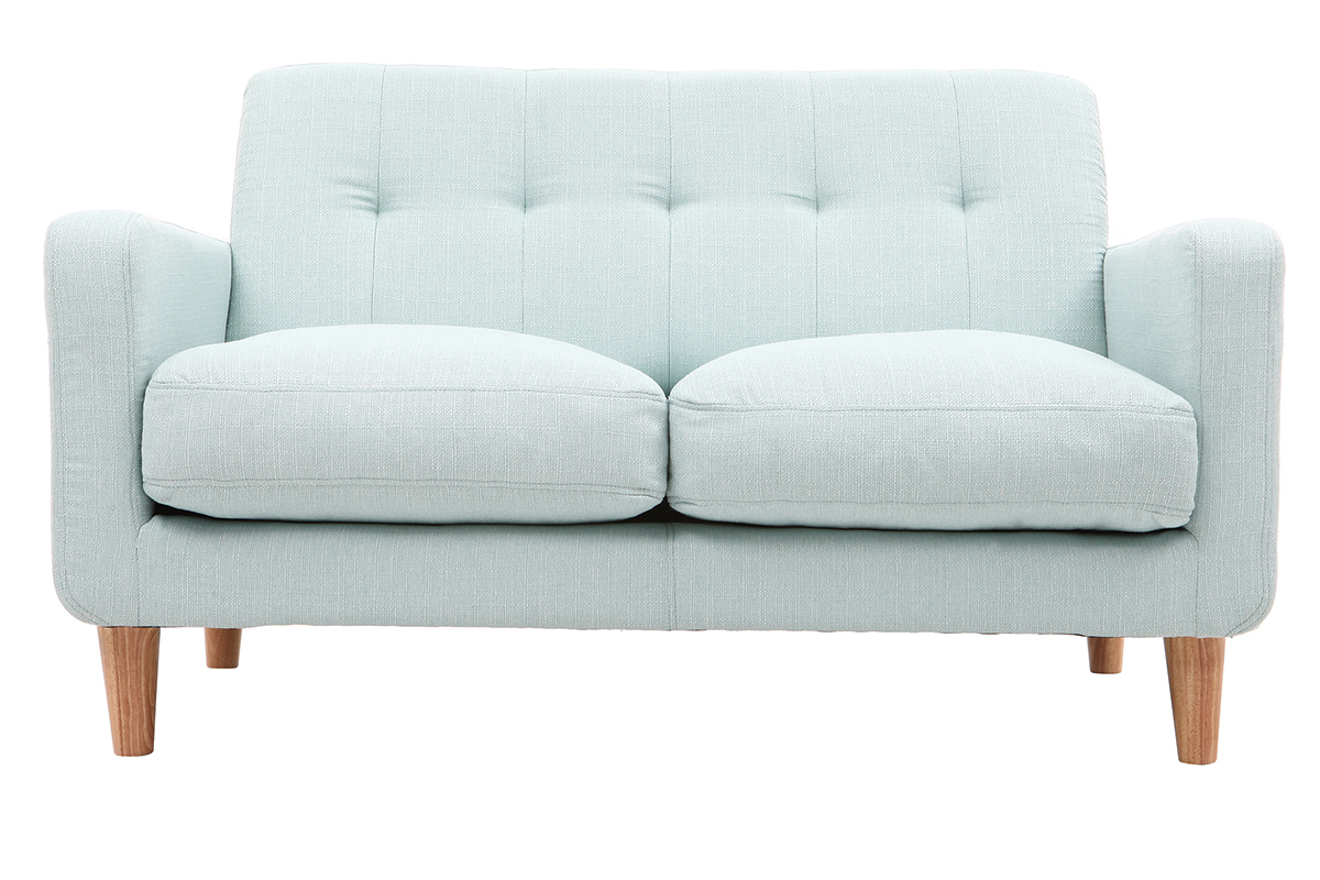Design-Sofa skandinavisch lagunenblauer Stoff 2-Sitzer LUNA
