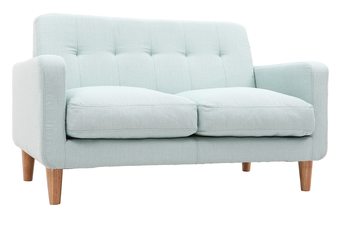Design-Sofa skandinavisch lagunenblauer Stoff 2-Sitzer LUNA