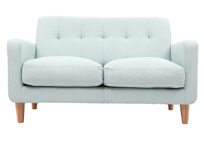 Design-Sofa skandinavisch lagunenblauer Stoff 2-Sitzer LUNA