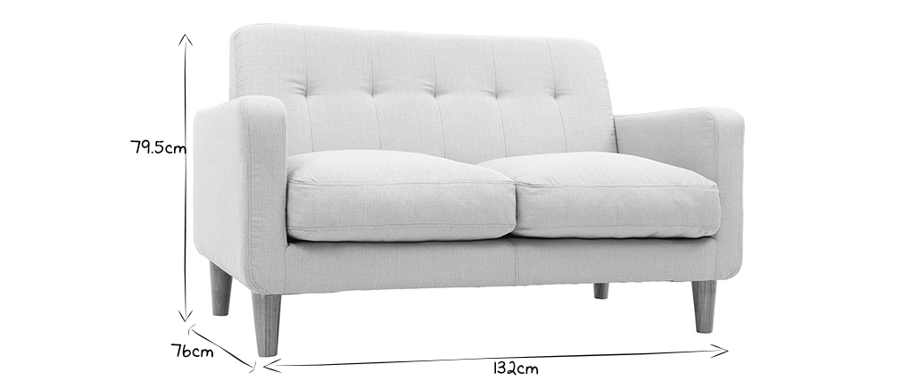 Design-Sofa skandinavisch naturfarbener Stoff 2-Sitzer LUNA