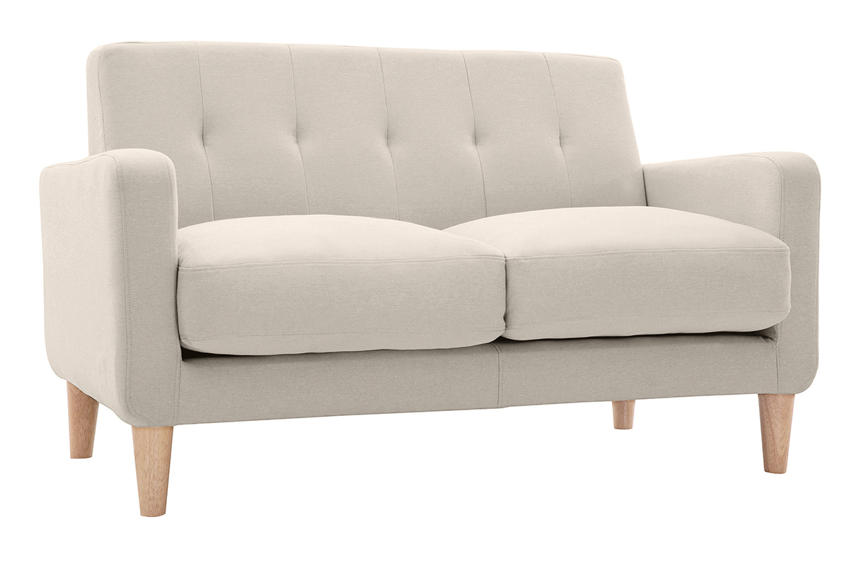 Design-Sofa skandinavisch naturfarbener Stoff 2-Sitzer LUNA