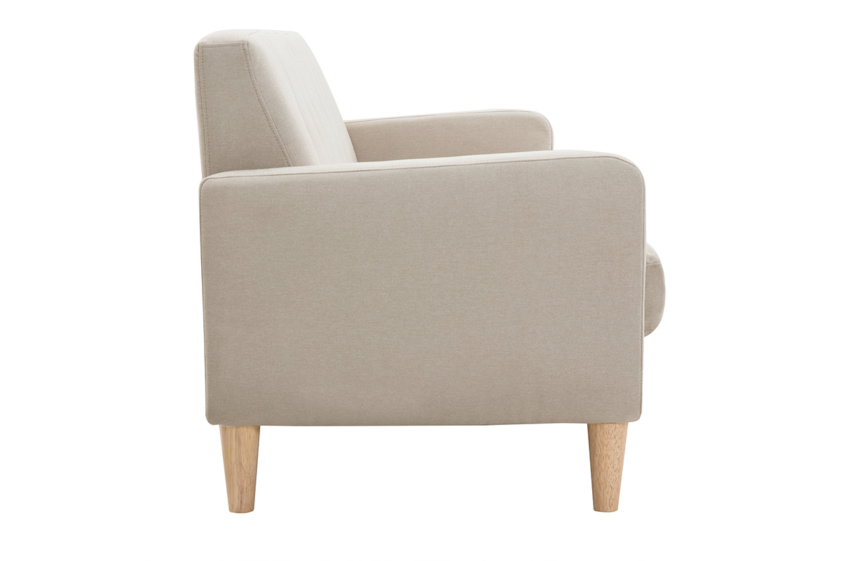 Design-Sofa skandinavisch naturfarbener Stoff 3-Sitzer LUNA