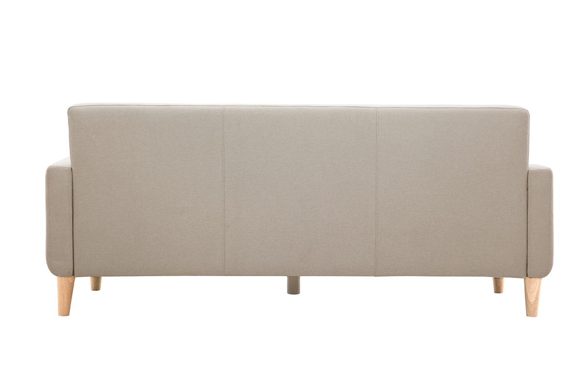Design-Sofa skandinavisch naturfarbener Stoff 3-Sitzer LUNA