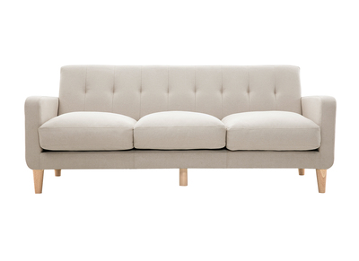 Design-Sofa skandinavisch naturfarbener Stoff 3-Sitzer LUNA
