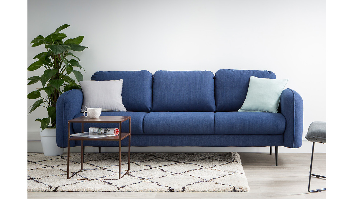 Design-Sofa Stoff Blaugrn 3-Sitzer SIDI