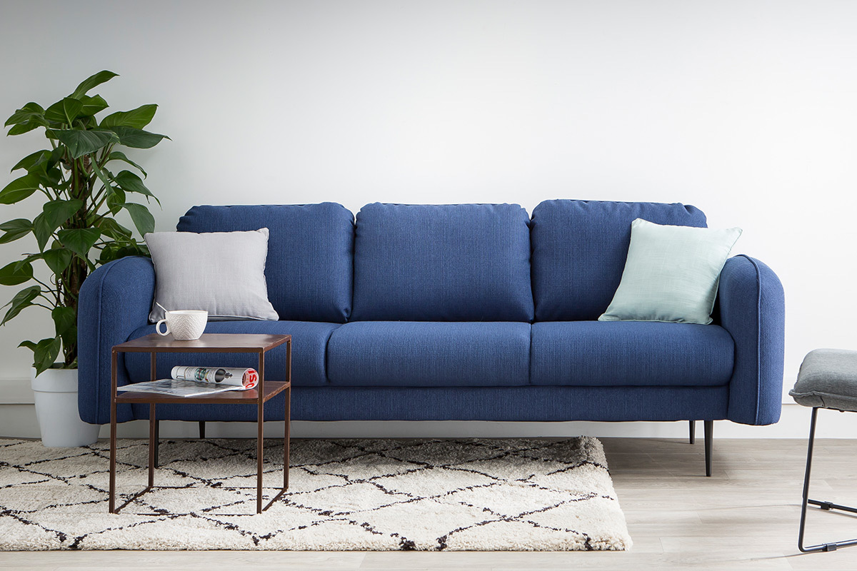 Design-Sofa Stoff Dunkelblau 3-Sitzer SIDI