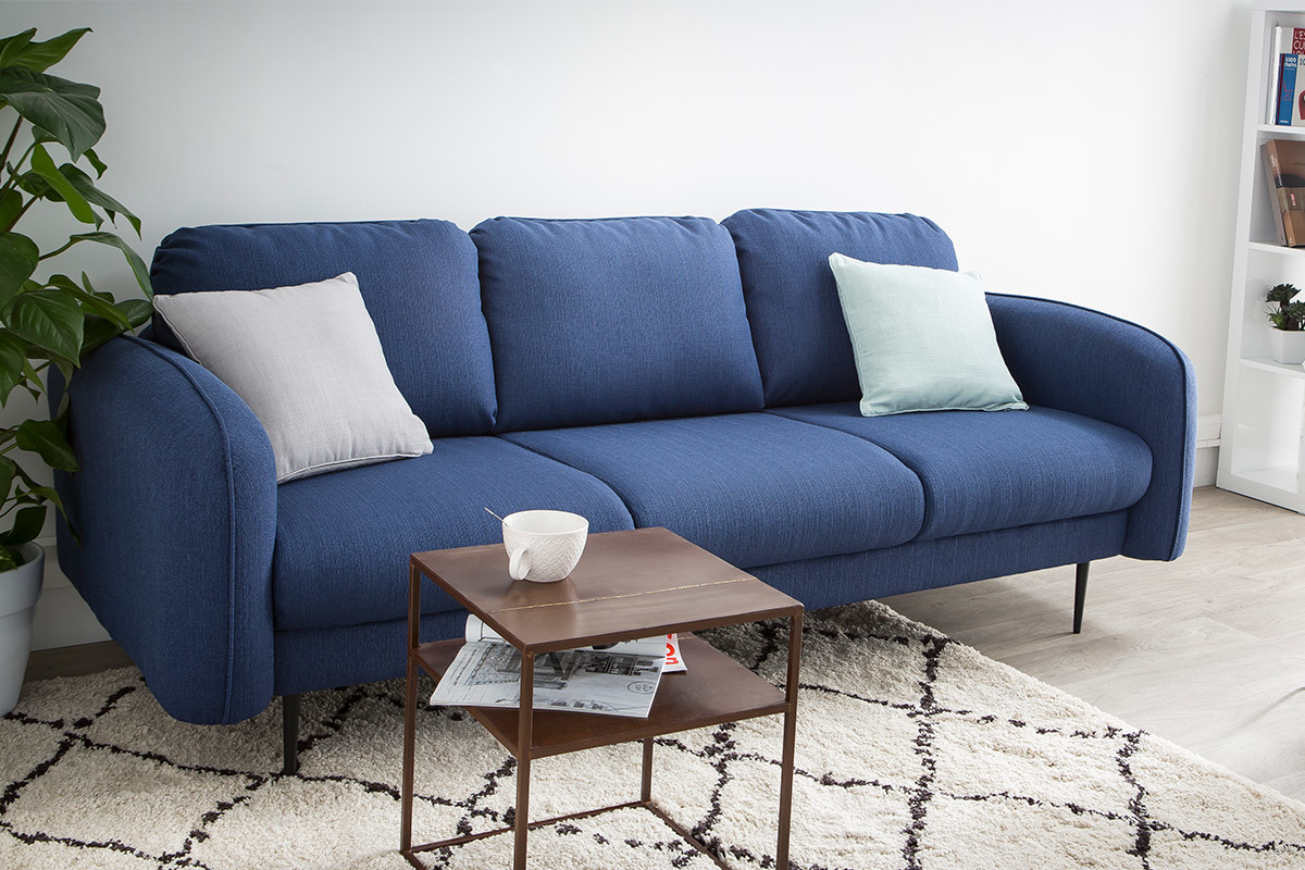 Design-Sofa Stoff Dunkelblau 3-Sitzer SIDI