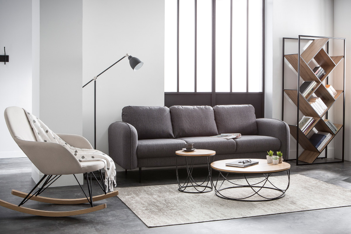 Design-Sofa Stoff Dunkelgrau 3-Sitzer SIDI