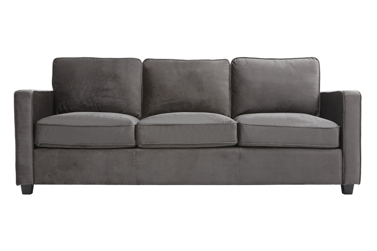 Design-Sofa Velours Dunkelgrau 3-Sitzer BROOKLYN