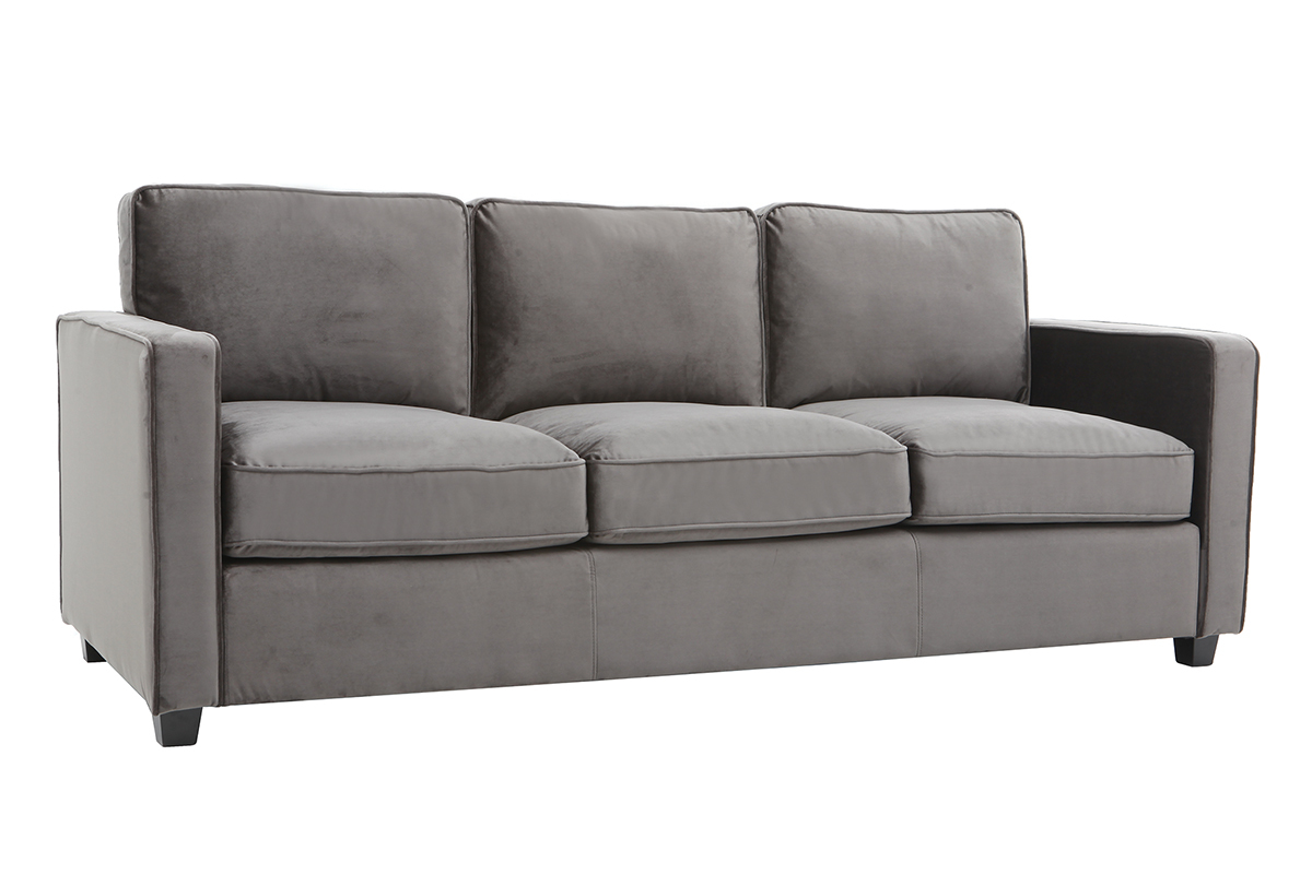 Design-Sofa Velours Dunkelgrau 3-Sitzer BROOKLYN