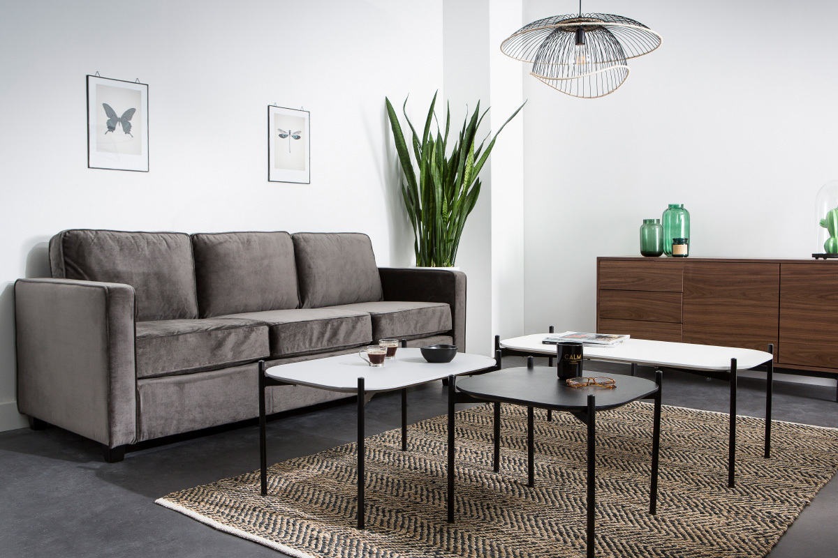 Design-Sofa Velours Dunkelgrau 3-Sitzer BROOKLYN