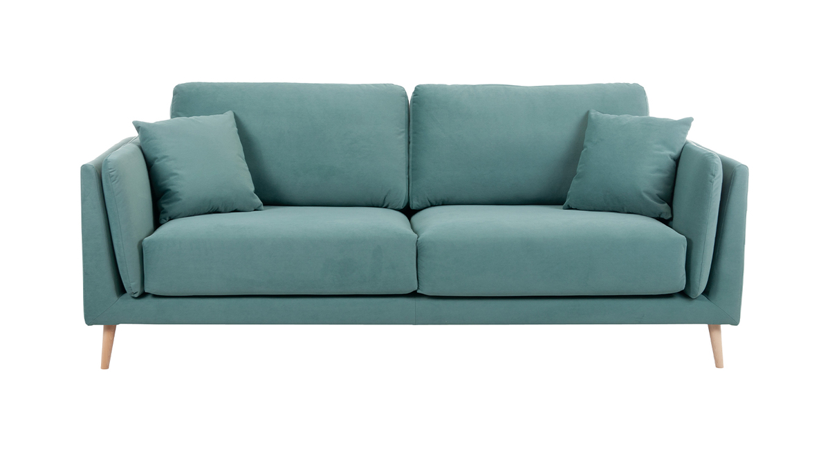 Design-Sofa VOGUE drei Sitze aus eisblauem Samt