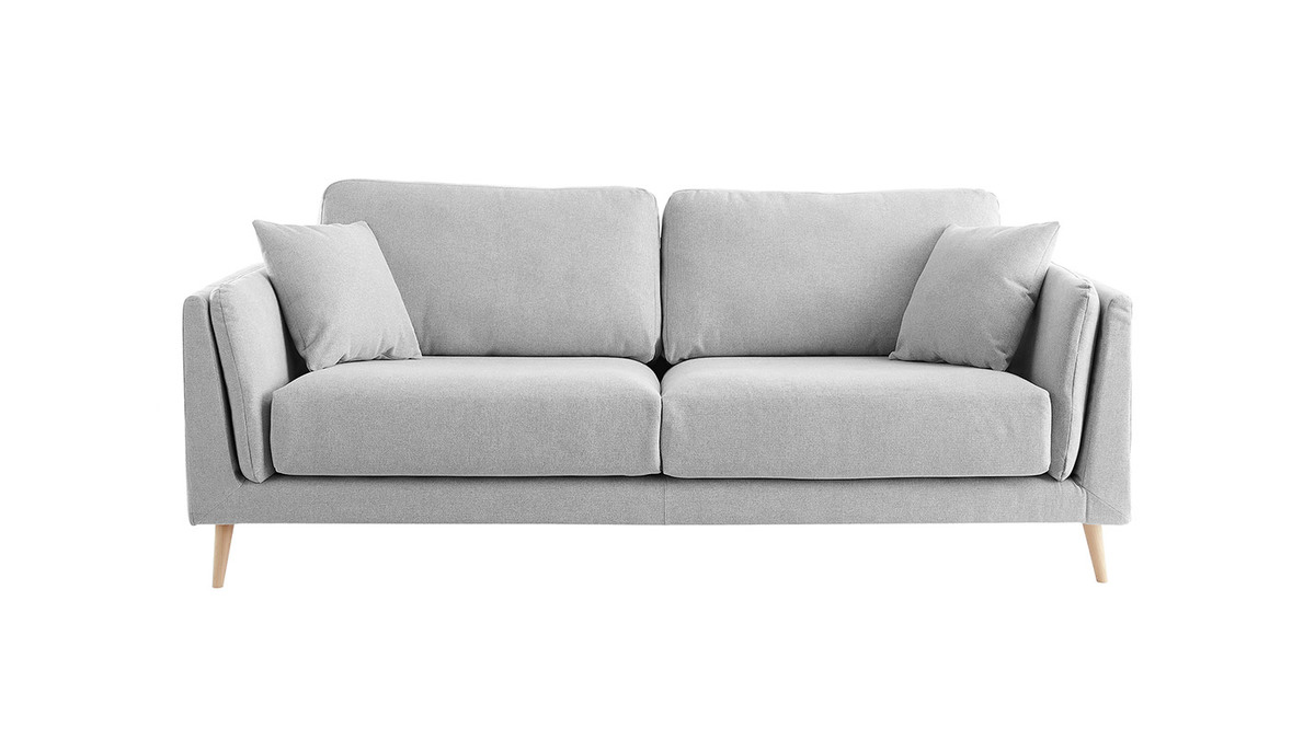 Design-Sofa VOGUE drei Sitze aus hellgrauem Samt