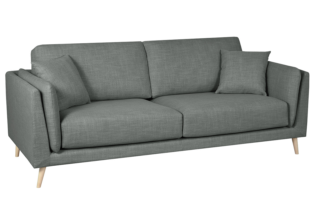 Design-Sofa VOGUE drei Sitze mit anthrazitgrauem Stoff