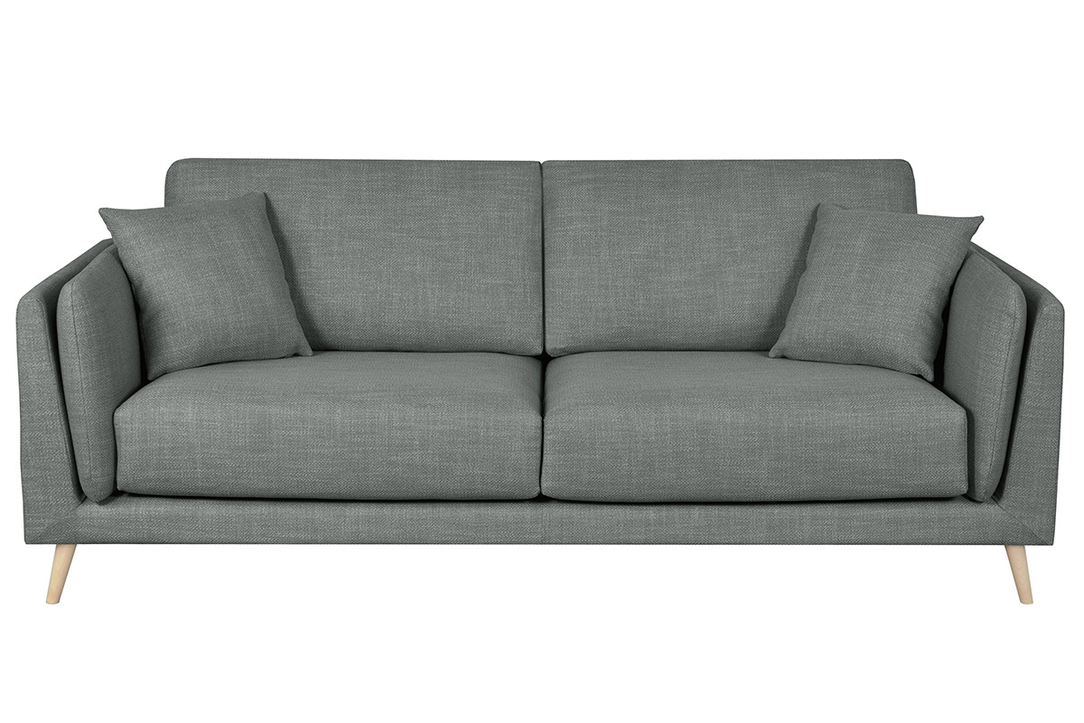Design-Sofa VOGUE drei Sitze mit anthrazitgrauem Stoff