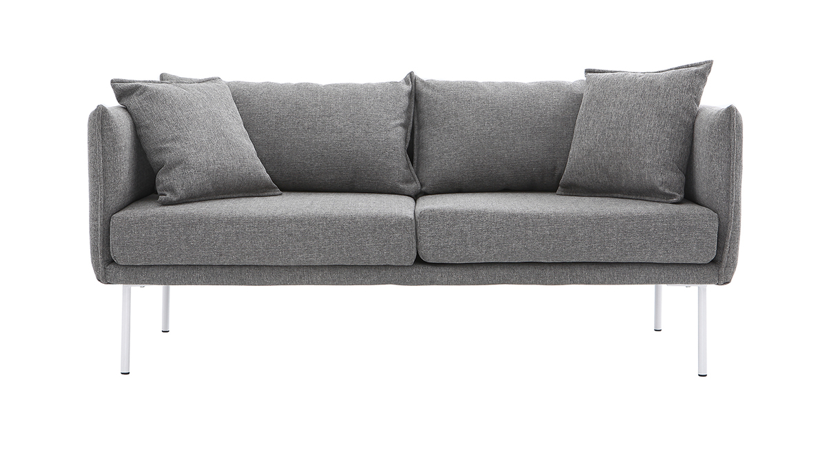 Design-Sofa zeitgenssisch 3 Pltze Hellgrau MATHIS