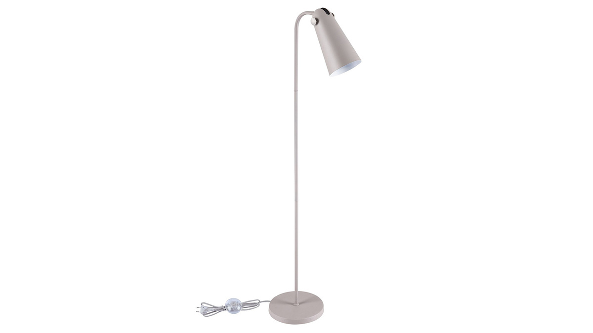 Design-Stehlampe aus Metall mit Lampenschirm aus matt-grauem Glas NOVARRA