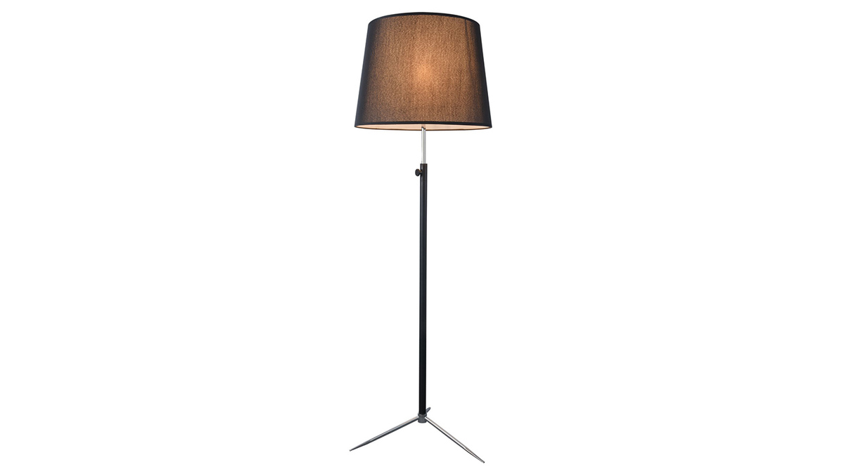 Design-Stehlampe aus schwarzem Metall und Chrom Hhe einstellbar MONI