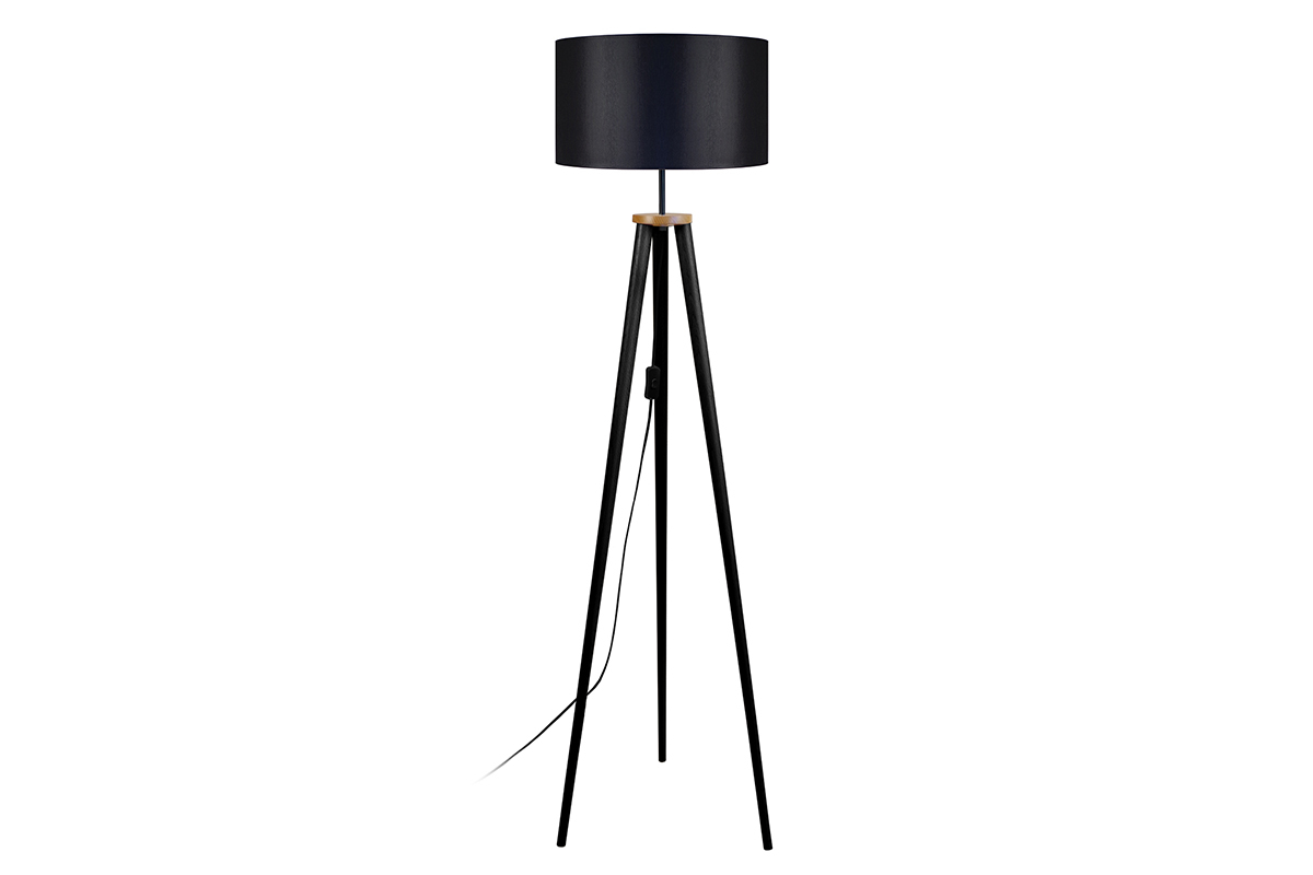 Design-Stehleuchte Dreifu� Holz Schwarz TRIPOD
