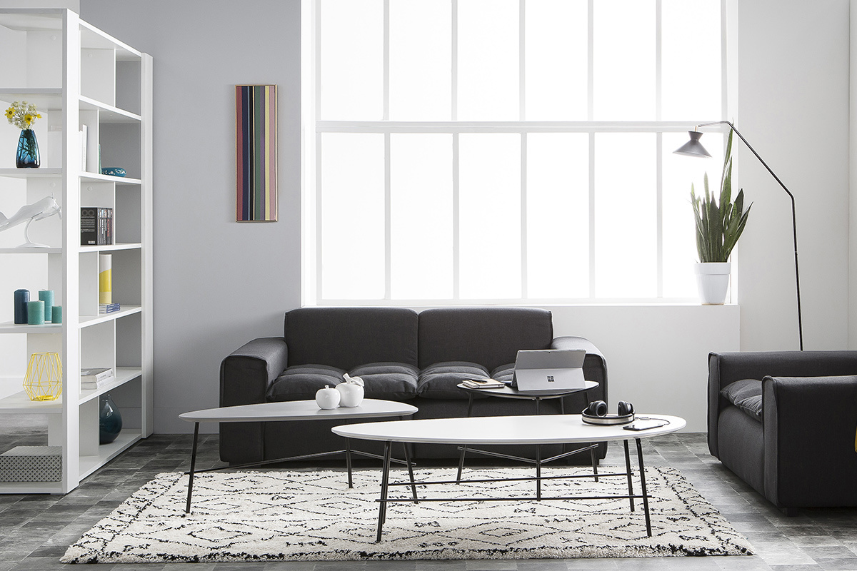 Design-Stehleuchte Leselampe Stahl Wei LEEDS