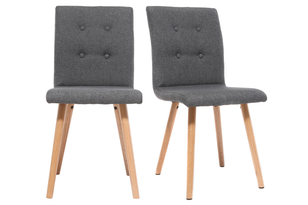 Design-Stuhl Anthrazitgrau und Eiche 2er-Set HORTA