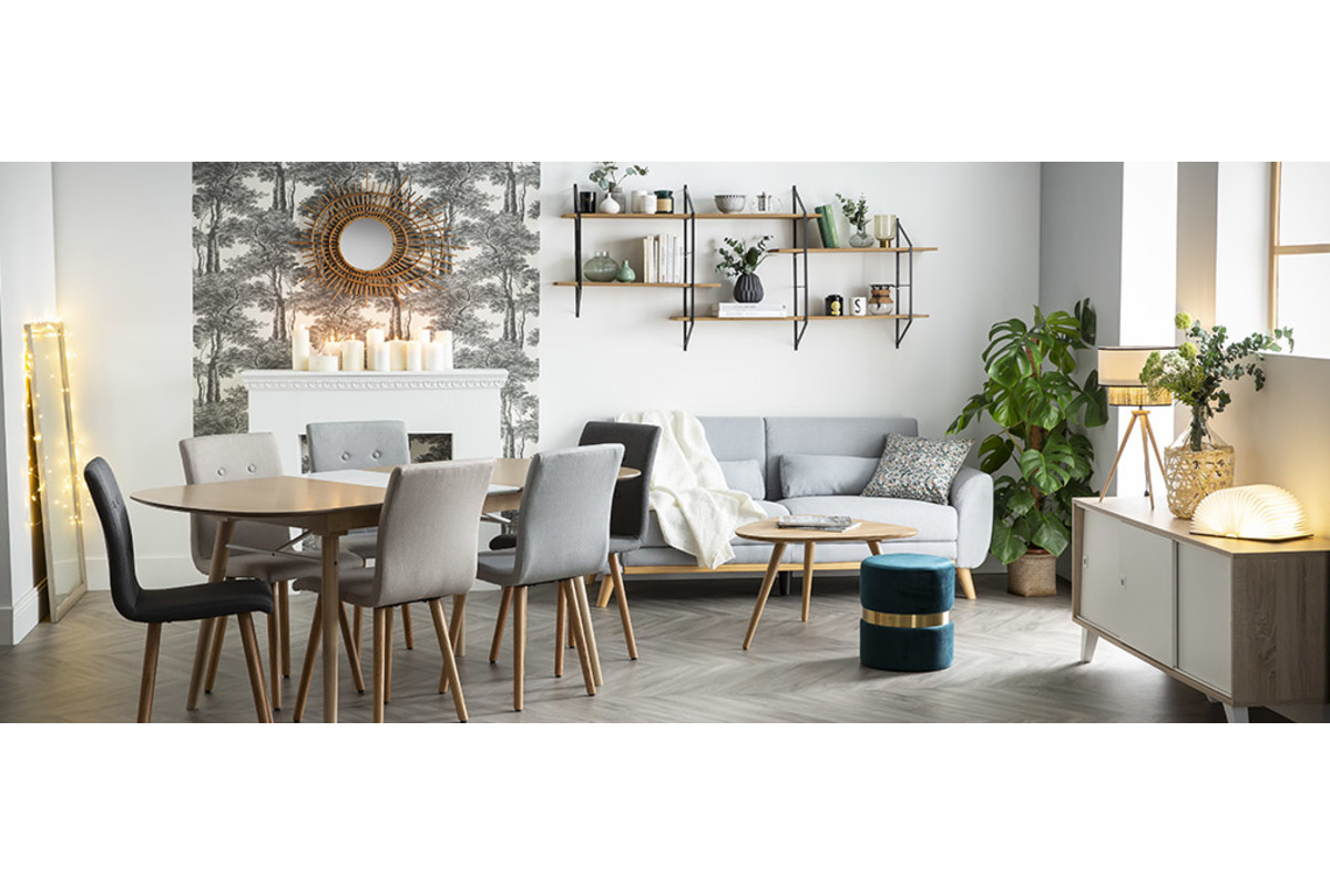 Design-Stuhl Anthrazitgrau und Eiche 2er-Set HORTA
