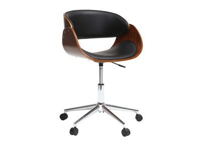 Design-Stuhl auf Rollen Schwarz und Nussbaum BENT