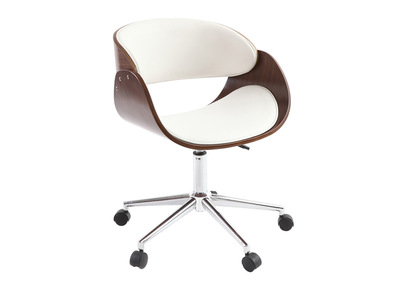 Design-Stuhl auf Rollen Weiß und Nussbaum BENT