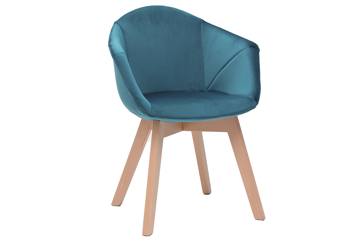 Design-Stuhl aus benzinblauem Samt TAYA