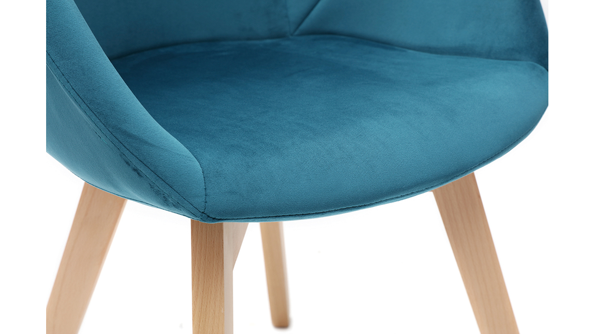 Design-Stuhl aus benzinblauem Samt TAYA