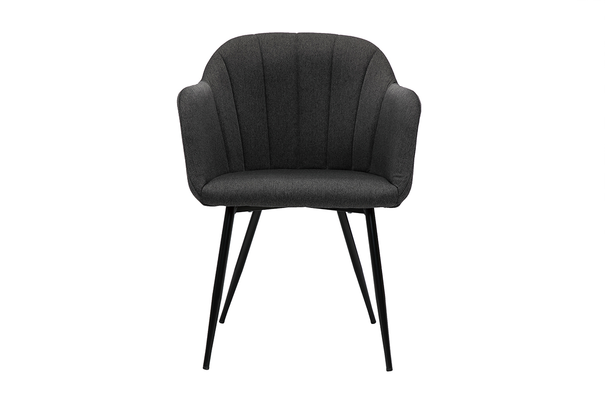 Design-Stuhl aus dunkelgrauem Stoff und schwarzen Metallbeinen MILLY