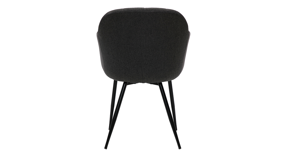 Design-Stuhl aus dunkelgrauem Stoff und schwarzen Metallbeinen MILLY