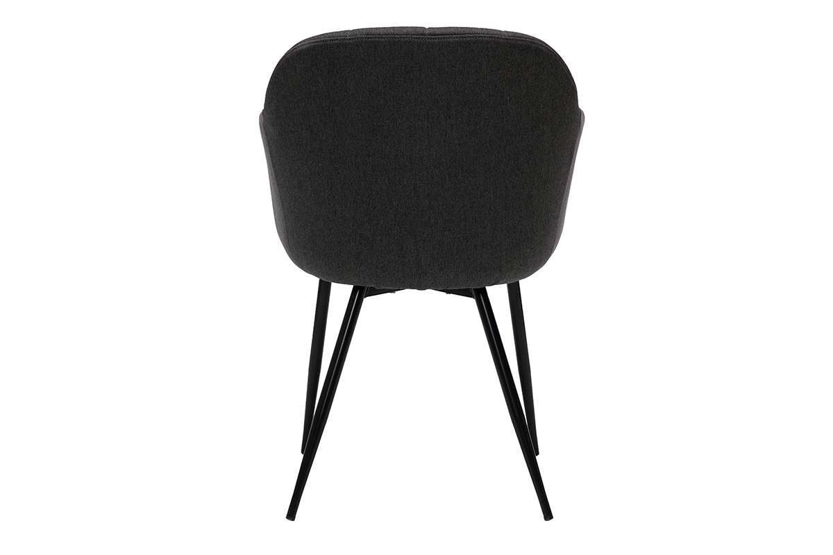 Design-Stuhl aus dunkelgrauem Stoff und schwarzen Metallbeinen MILLY