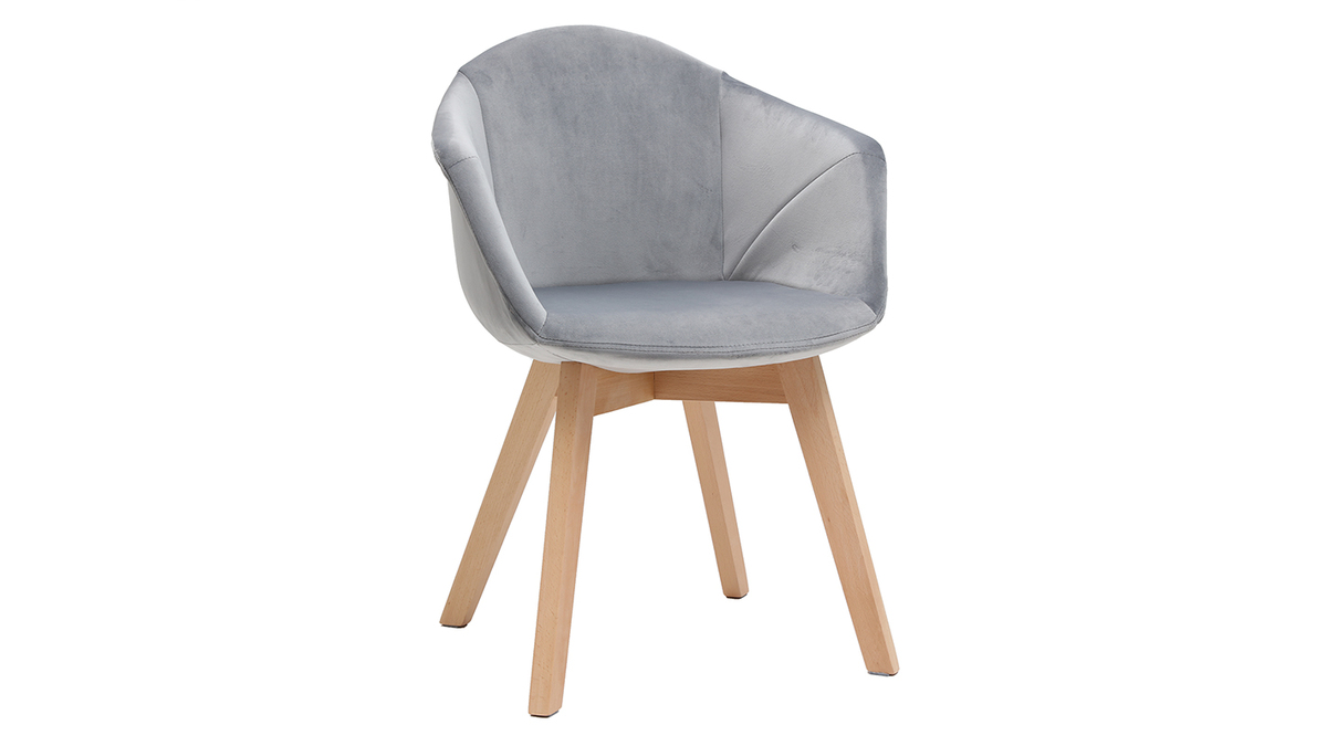 Design-Stuhl aus grauem Samt TAYA